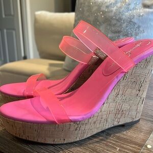 Jessica Simpson pink wedge sandals